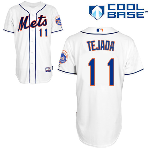 Ruben Tejada #11 MLB Jersey-New York Mets Men's Authentic Alternate 2 White Cool Base Baseball Jersey